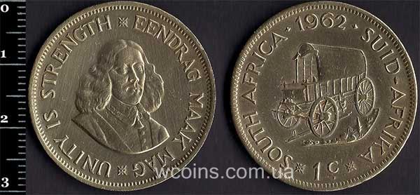 Монета ЮАР 1 цент 1962
