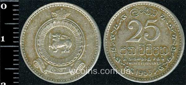 Монета Шри Ланка 25 центов 1963