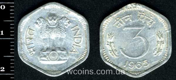Монета Индия 3 пайса 1965