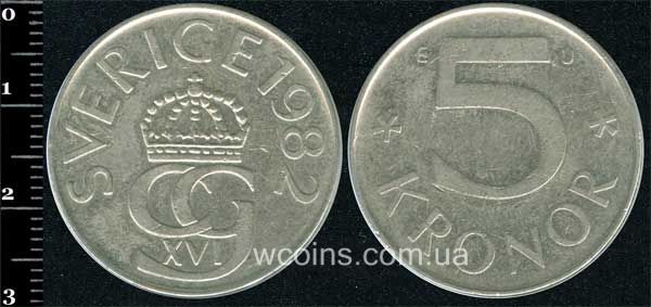 Монета Швеция 5 крон 1982