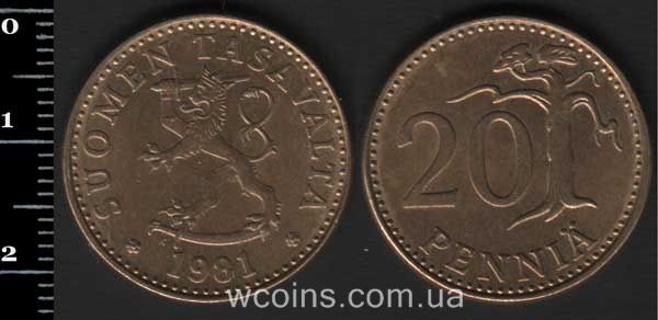 Монета Финляндия 20 пенни 1981