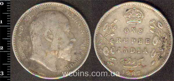 Монета Индия 1 рупия 1907