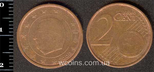 Монета Бельгия 2 евро цента 2000