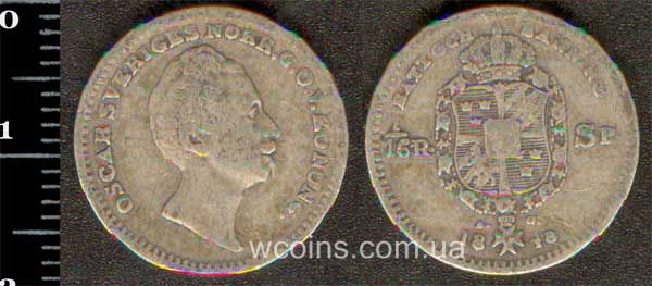 Монета Швеция 1/16 риксталера 1848