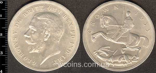 Монета Великобритания 1 крона 1935