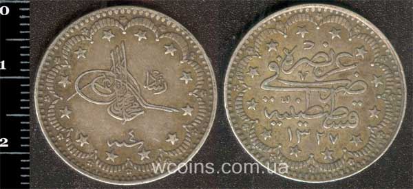 Монета Турция 5 куруш 1912
