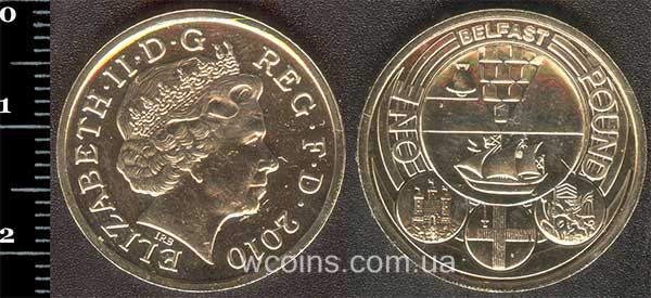 Монета Великобритания 1 фунт 2010 Белфаст