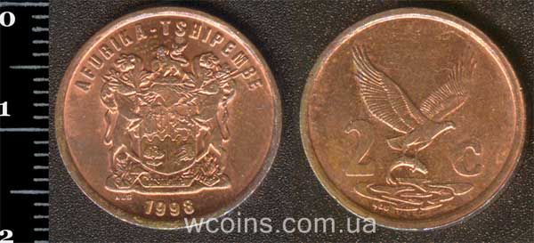 Монета ЮАР 2 цента 1998