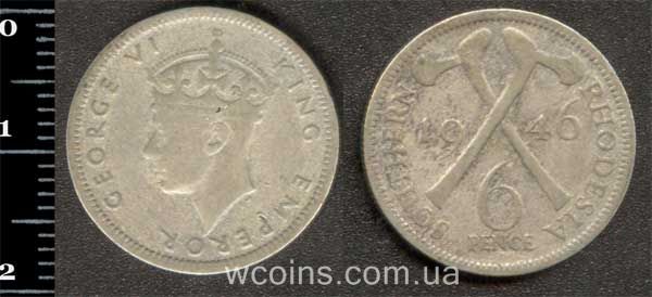 Монета Зимбабве 6 пенсов 1946