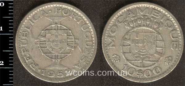 Монета Мозамбик 10 эскудо 1952