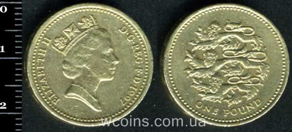 Монета Великобритания 1 фунт 1997