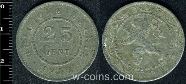 Монета Бельгия 25 сантимов 1916