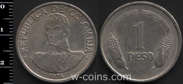 Монета Колумбия 1 песо 1974