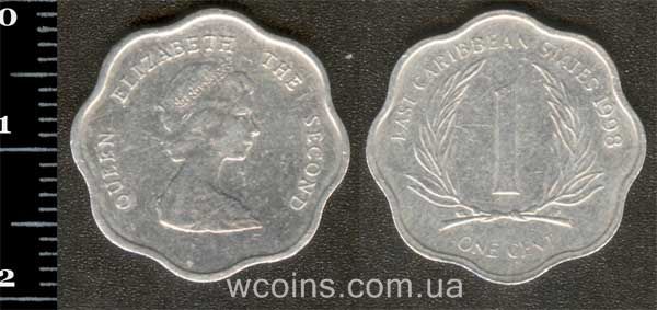 Монета Восточно-Карибские Государства 1 цент 1998