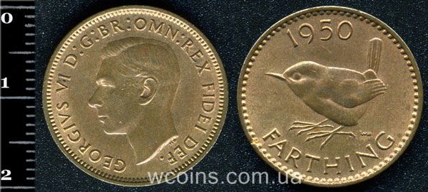 Монета Великобритания фартинг 1950