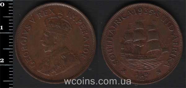 Монета ЮАР 1/2 пенни 1935