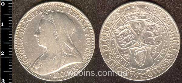 Монета Великобритания 2 шиллинга (флорин) 1901