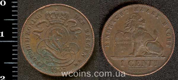 Монета Бельгия 1 сантим 1907
