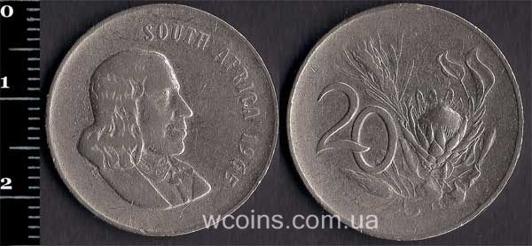 Монета ЮАР 20 центов 1965