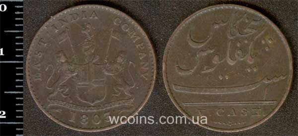 Монета Индия 5 кэш 1803