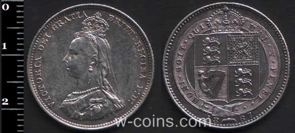 Монета Великобритания 1 шиллинг 1887