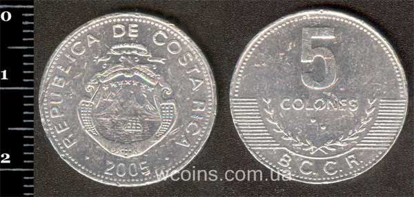 Монета Коста Рика 5 колонов 2005