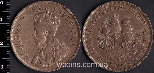 Монета ЮАР 1 пенни 1929