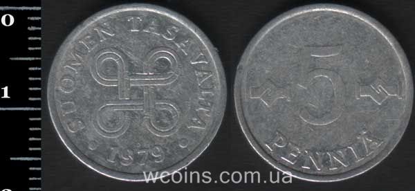 Монета Финляндия 5 пенсов 1979