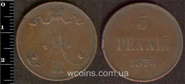 Монета Финляндия 5 пенсов 1875