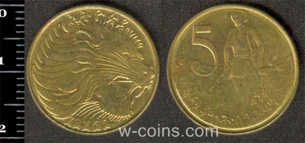 Монета Эфиопия 5 центов 1977