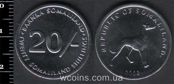 Монета Сомалиленд 20 шиллингов 2002