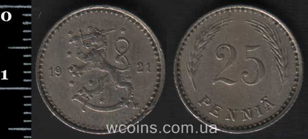Монета Финляндия 25 пенсов 1921