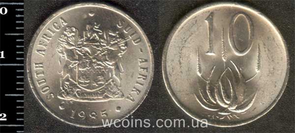 Монета Південна Африка 10 центів 1985