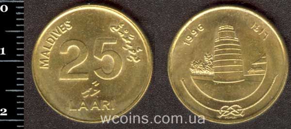 Монета Мальдивы 25 лаари 1996