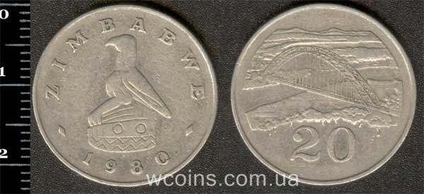 Монета Зимбабве 20 центов 1980