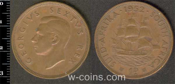Монета ЮАР 1 пенни 1952