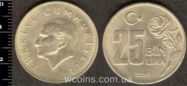 Монета Турция 25 000 лир 1995