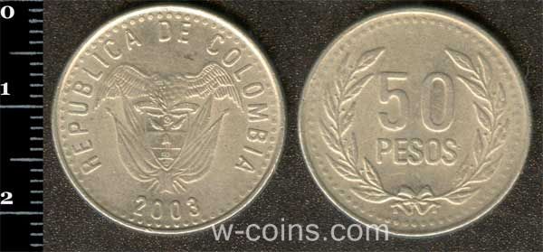 Монета Колумбия 50 песо 2003