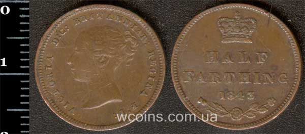 Монета Великобритания 1/2 фартинга 1843
