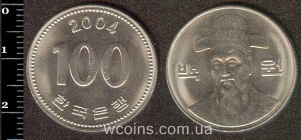 Монета Корея Южная 100 вон 2004