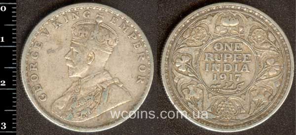 Монета Индия 1 рупия 1917