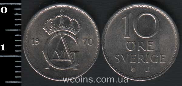 Монета Швеция 10 эре 1970