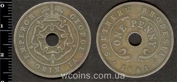 Монета Зимбабве 1 пенни 1941
