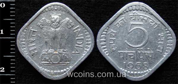Монета Индия 5 пайс 1968
