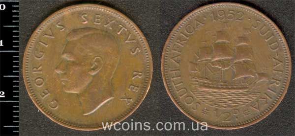 Монета ЮАР 1/2 пенни 1952