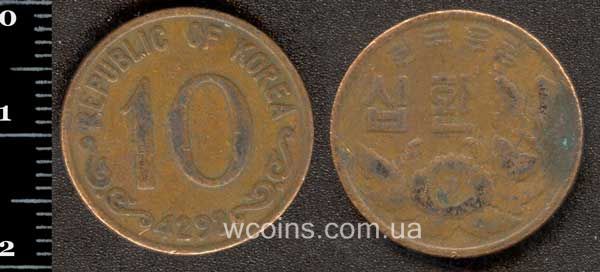 Монета Корея Южная 10 хван 1959
