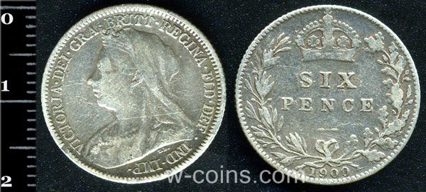 Монета Великобритания 6 пенсов 1900
