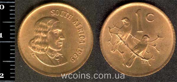Монета ЮАР 1 цент 1969