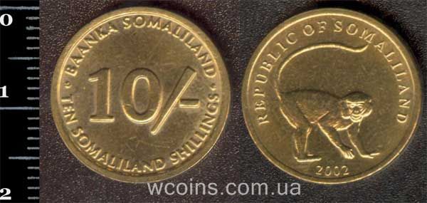 Монета Сомалиленд 10 шиллингов 2002
