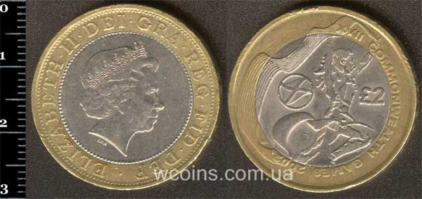 Монета Великобритания 2 фунта 2002